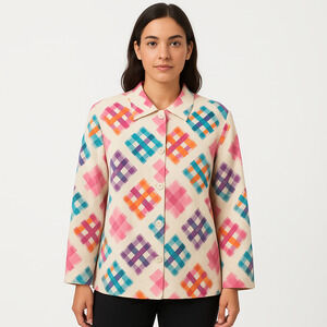 Brownstone Studio Jacket‎ Womens Large Multicolor Vintage Geometric Button Up